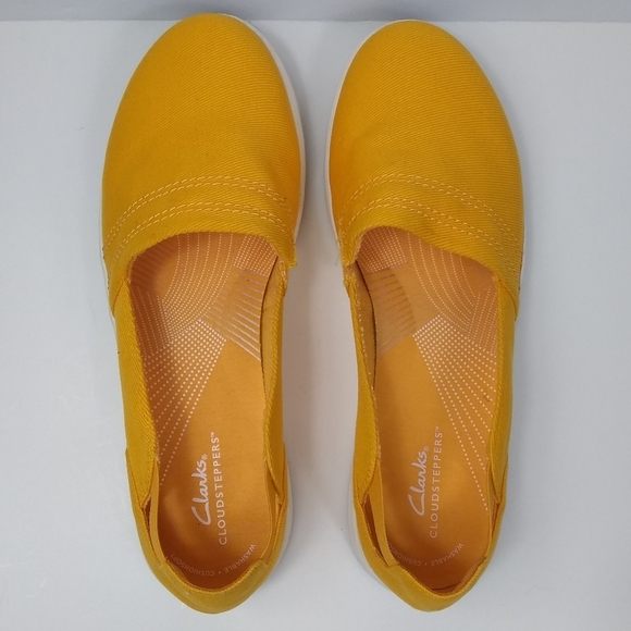Clarks Cloudsteppers Breeze Step Slip-On Shoes Yellow Jaune Women's 11 Sneakers - Picture 7 of 10
